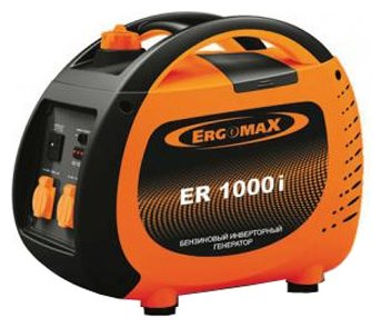 Генератор Ergomax  ER1000i бензиновый  инверторный Бензиновый инверторный генератор ERGOMAX ER 1000 i подходит питания бытовых приборов и зарядки автомобильных аккумуляторов. В конструкции используется эффективная система охлаждения, что позволяет снизить расход топлива.