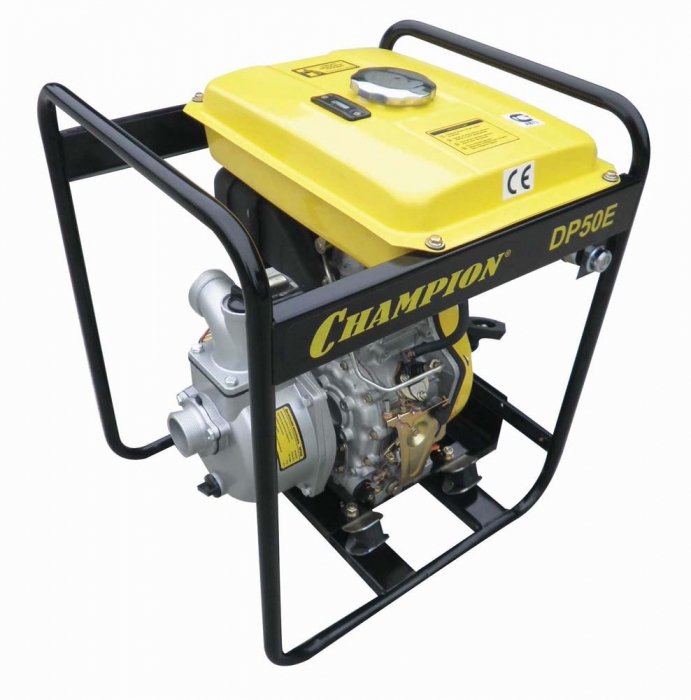 Мотопомпа дизельная CHAMPION DP50E электростартером Дизельная мотопомпа Champion DP50E подходит для перекачки чистой воды и слабозагрязненной.
