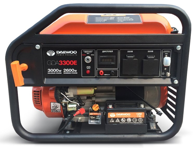 Бензиновый генератор DAEWOO GDA 3300E Генератор Daewoo GDA 3300 для выполнения работ, в местах отсутствия электричества.  Быстрый запуск