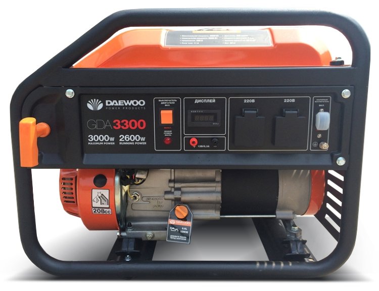 Бензиновый генератор DAEWOO GDA 3300 Электрогенератор Daewoo Power GDA 3300 оборудован глушителем. Благодаря этому уровень шума составляет 69,3 дБ