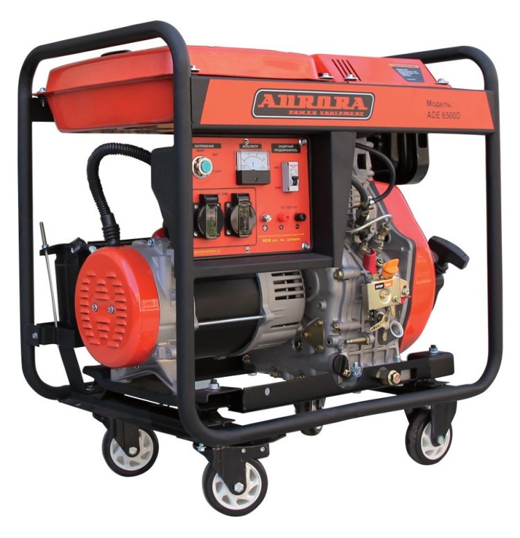Дизельный генератор Aurora ADE 6500D, 5,0/5,5 кВт Генераторы Aurora ADE 6500D предназначены для работы в загородных домах, в гаражах, на стройке, для обеспечения электричеством ремонтных бригад, а так же решения других задач, требующих автономного энергоснабжения.